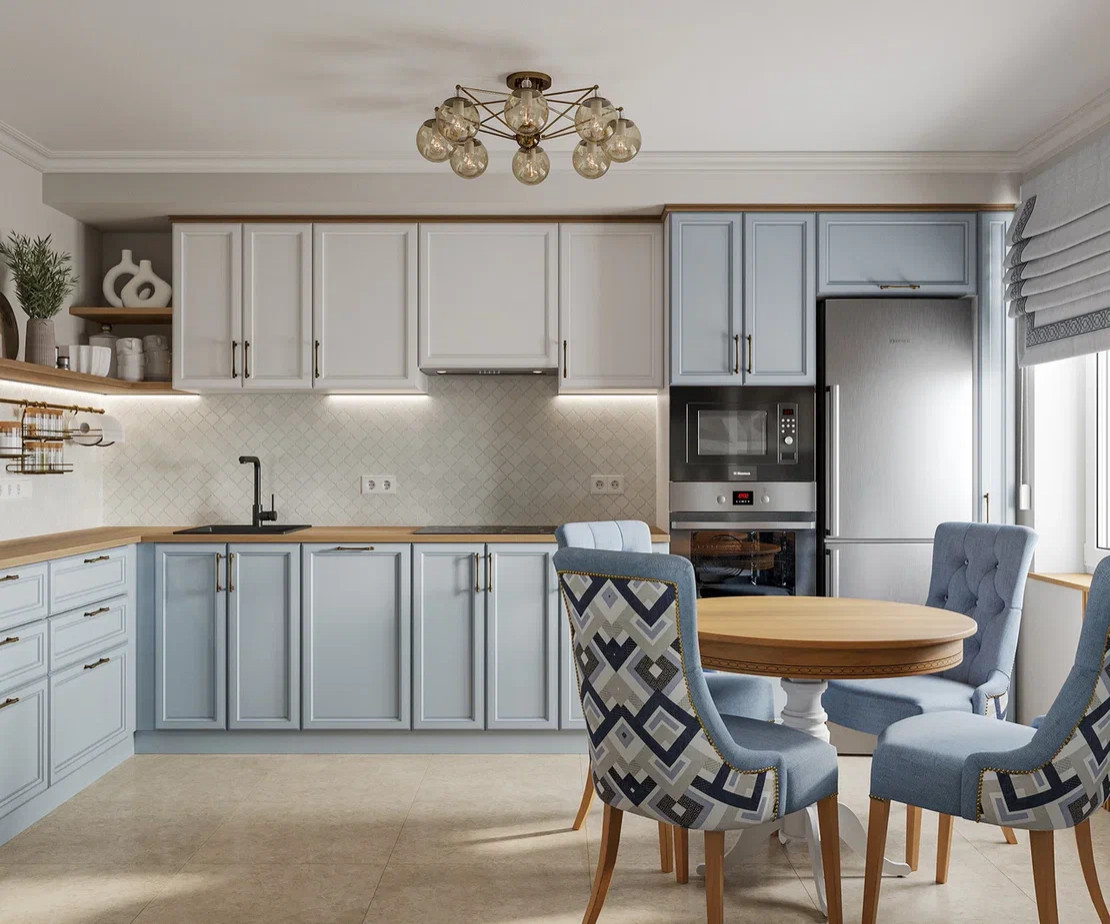 Кухня в голубых оттенках