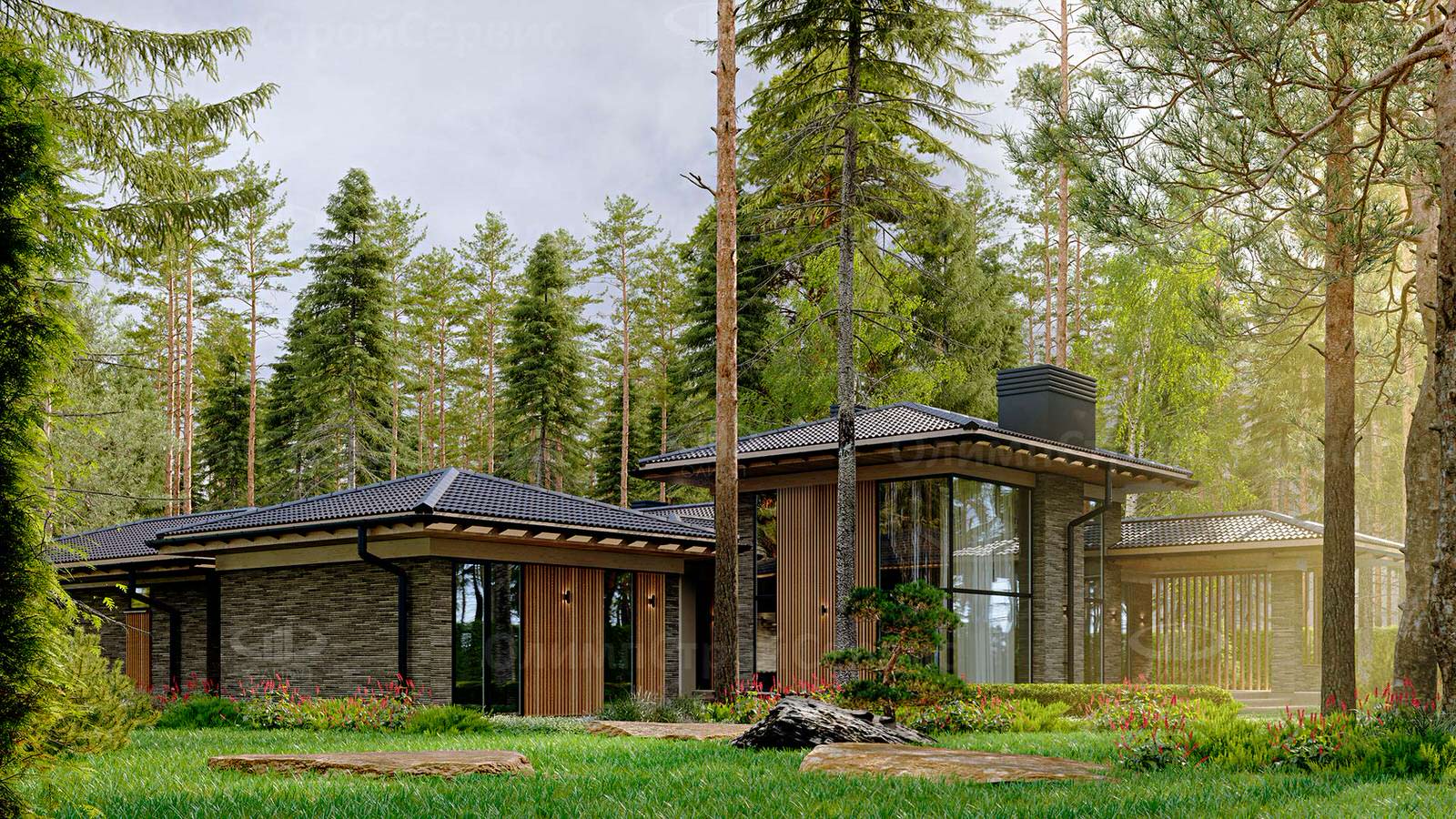 Одноэтажный дом «Фирст» с отдельно стоящей баней