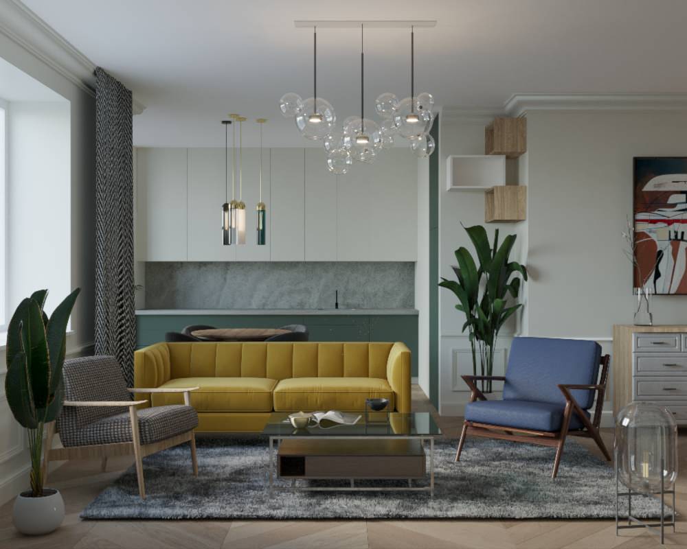 Современная классика в гостиной - обеденной