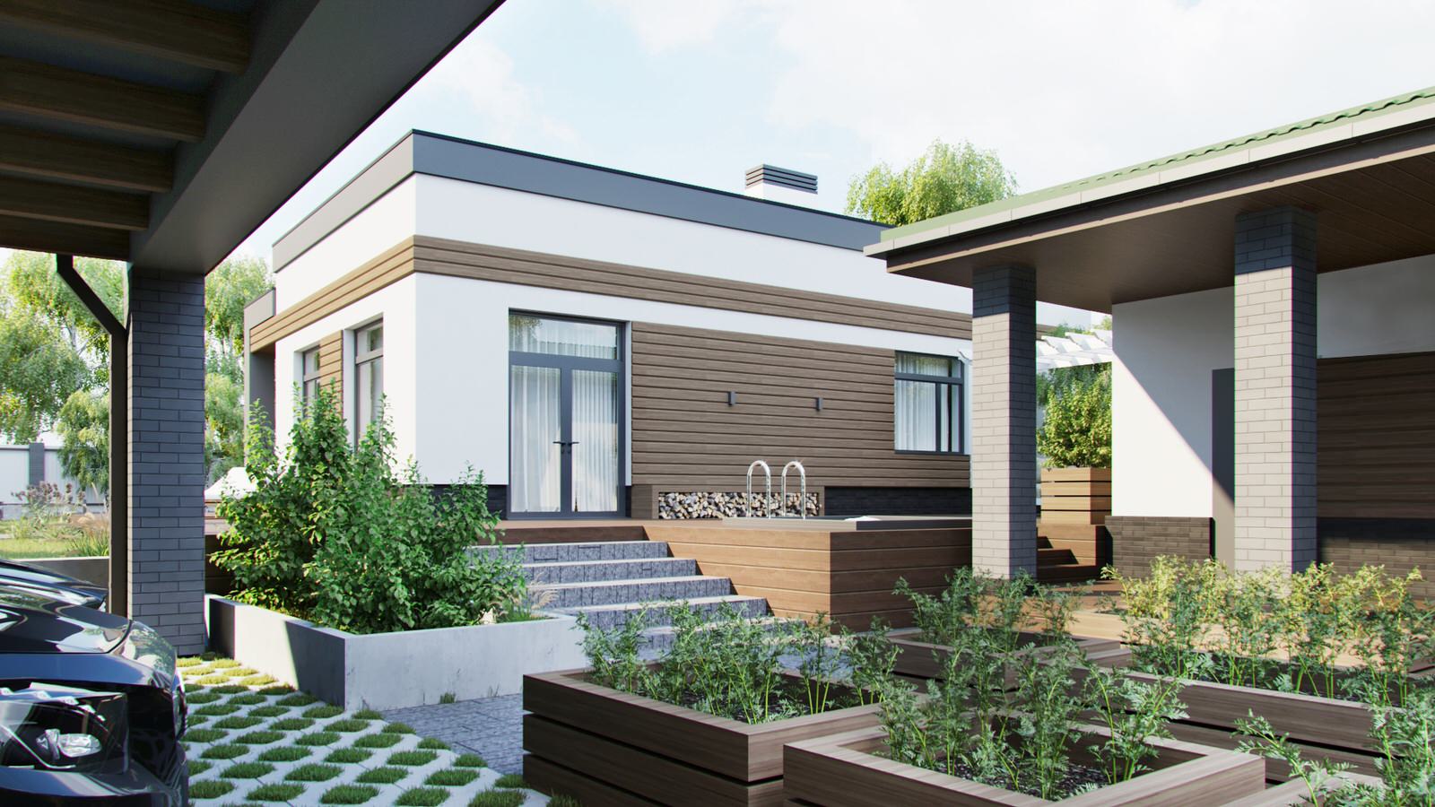 Одноэтажный загородный дом