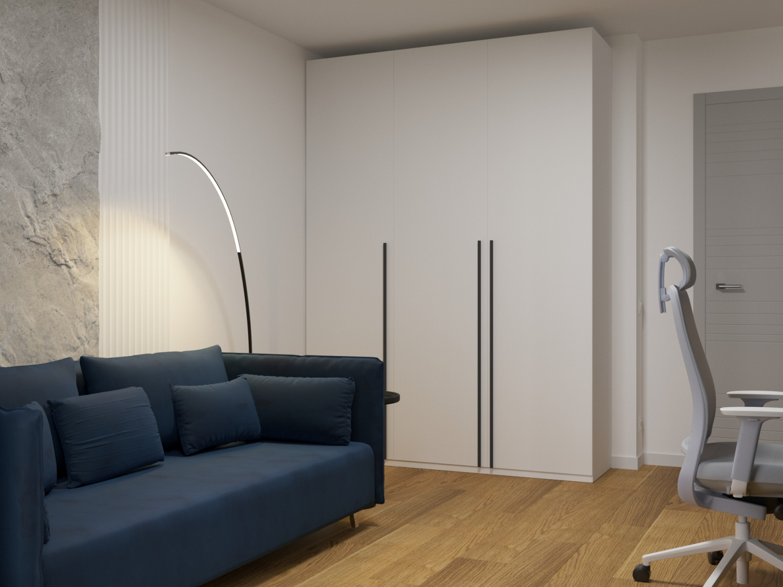 Квартира в современном стиле с синим акцентом