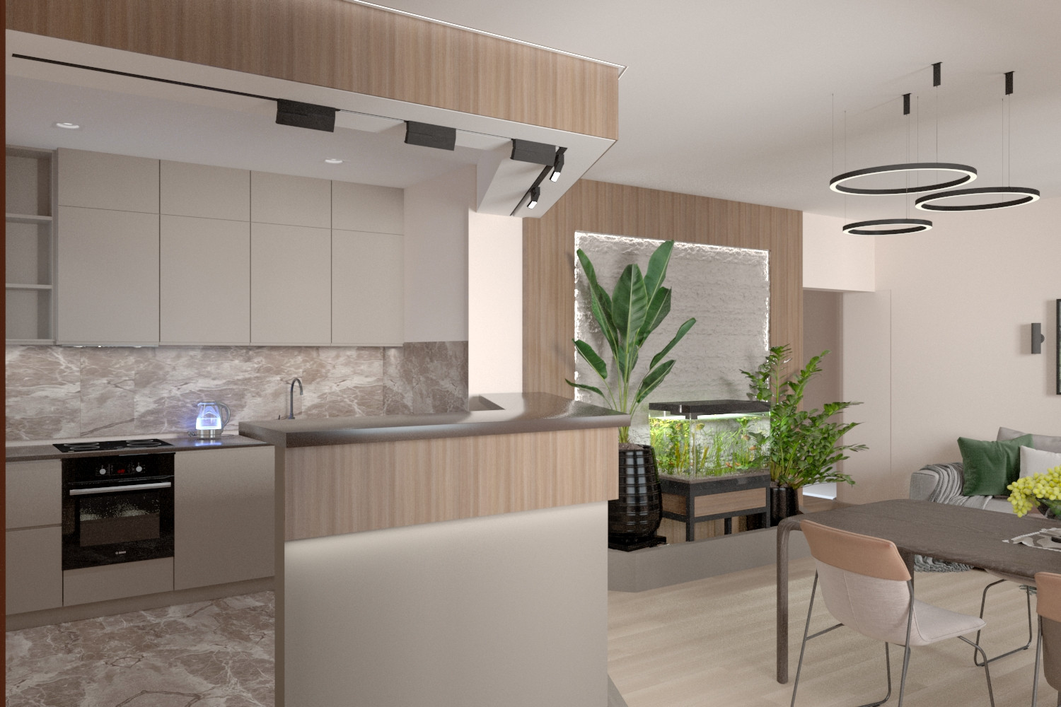 Кухня-гостиная: союз легкости и брутальности