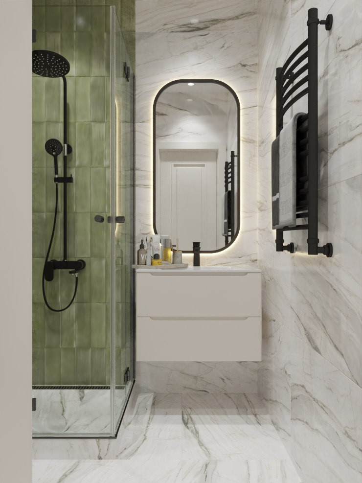 Двухкомнатная квартира в зеленых тонах