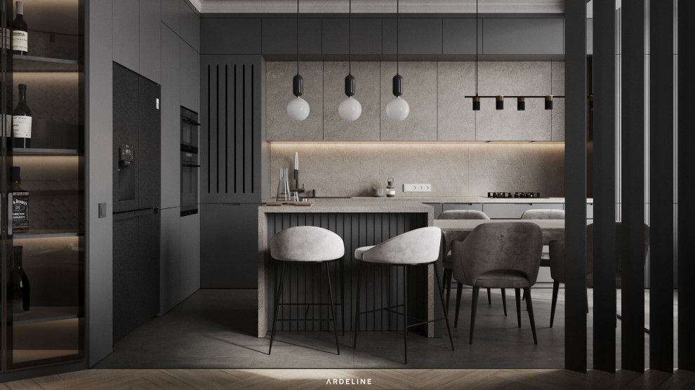 Дизайн квартиры в минималистичных серых тонах