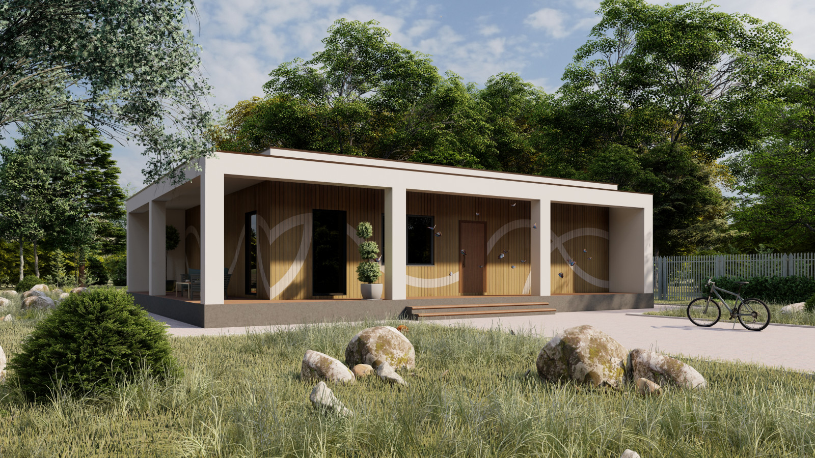 Обложка проекта: Проект дома №166 с плоской кровлей площадью 220 м2