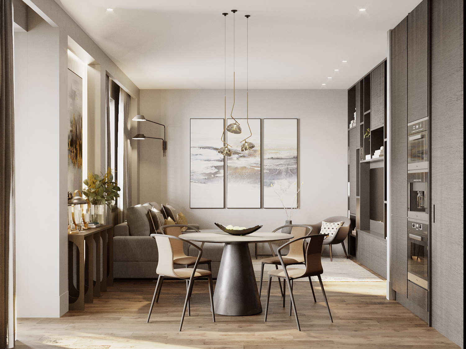 Лаконичный интерьер в элегантных оттенках серого и бежевого