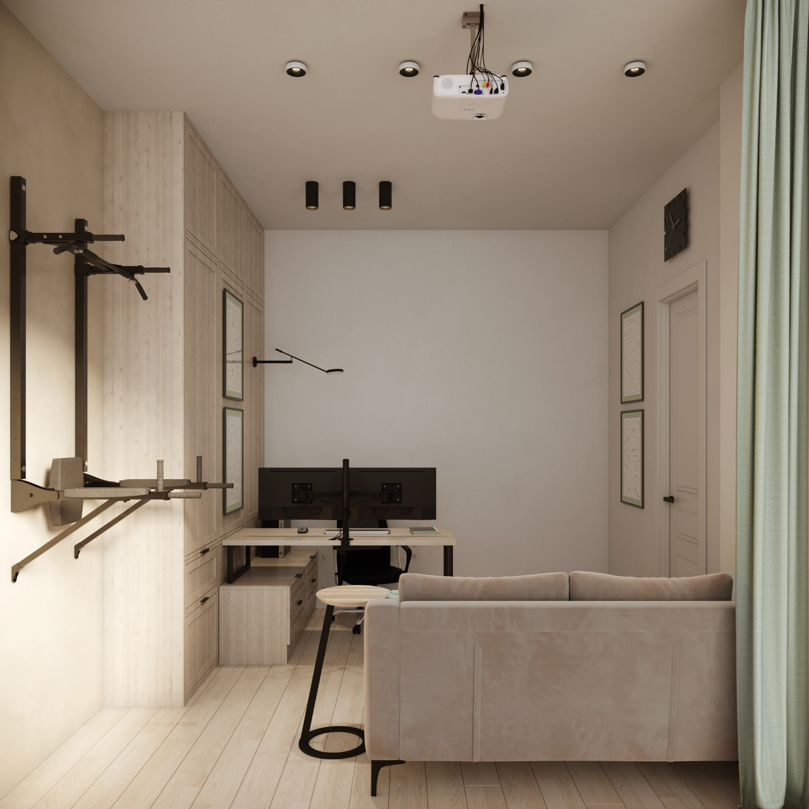 Проектор и белая стена для домашнего кинотеатра