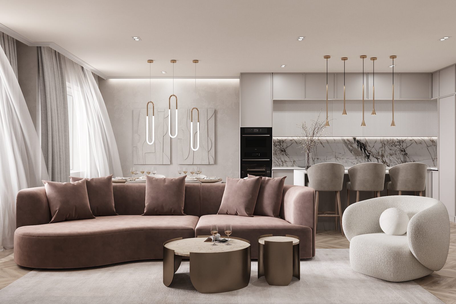 Обложка проекта: Проект дизайна интерьера кухни-гостиной