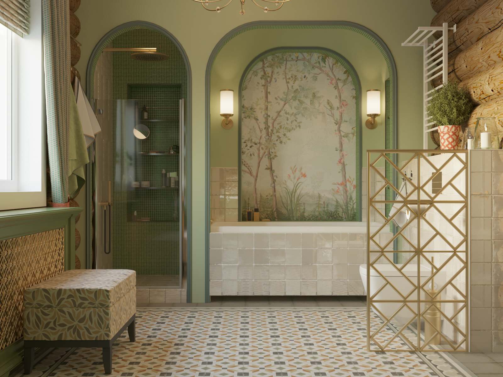 Дом  в Подмосковье.Ванная комната.