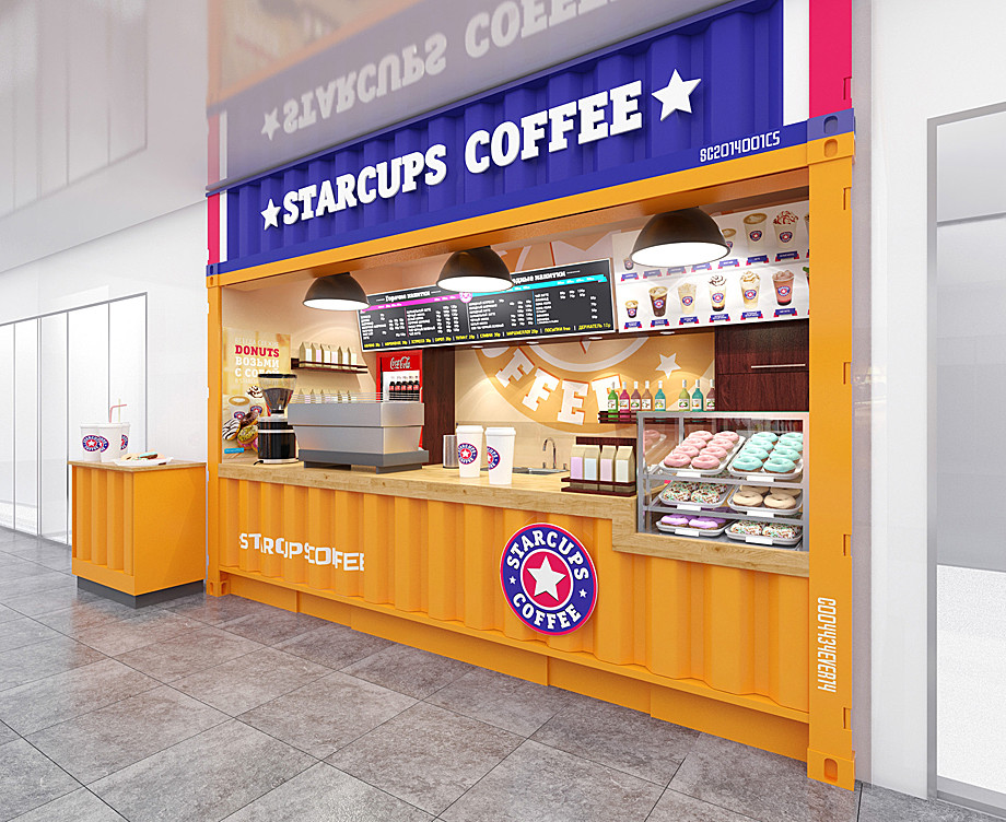 Концепция и дизайн кофешопа STARCUPS COFFEE