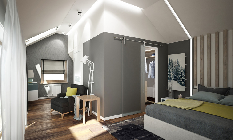 Обложка проекта: Небольшой загородный дом - 2 этаж Спальня-гардеробная