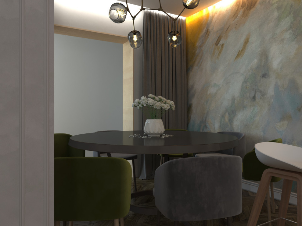 Кухня-гостиная в проекте " Таунхаус для большой семьи"