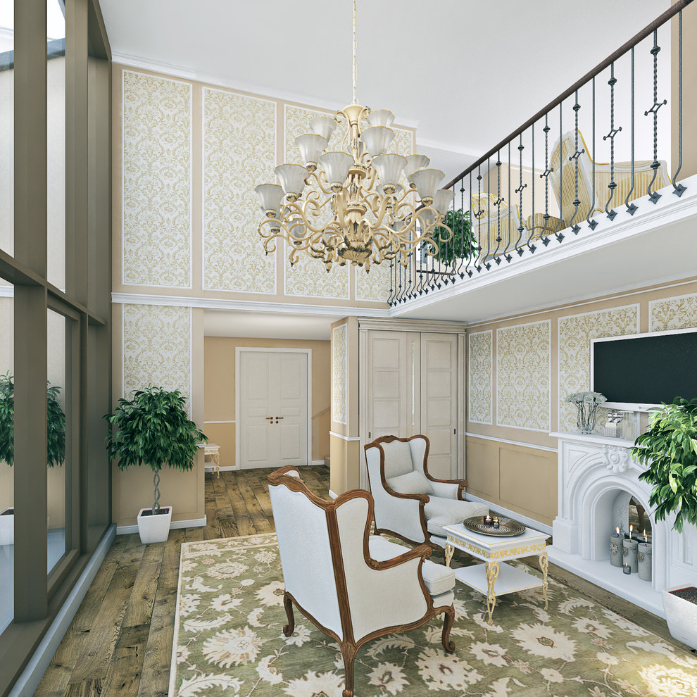 Освещение в гостиной с высокими потолками