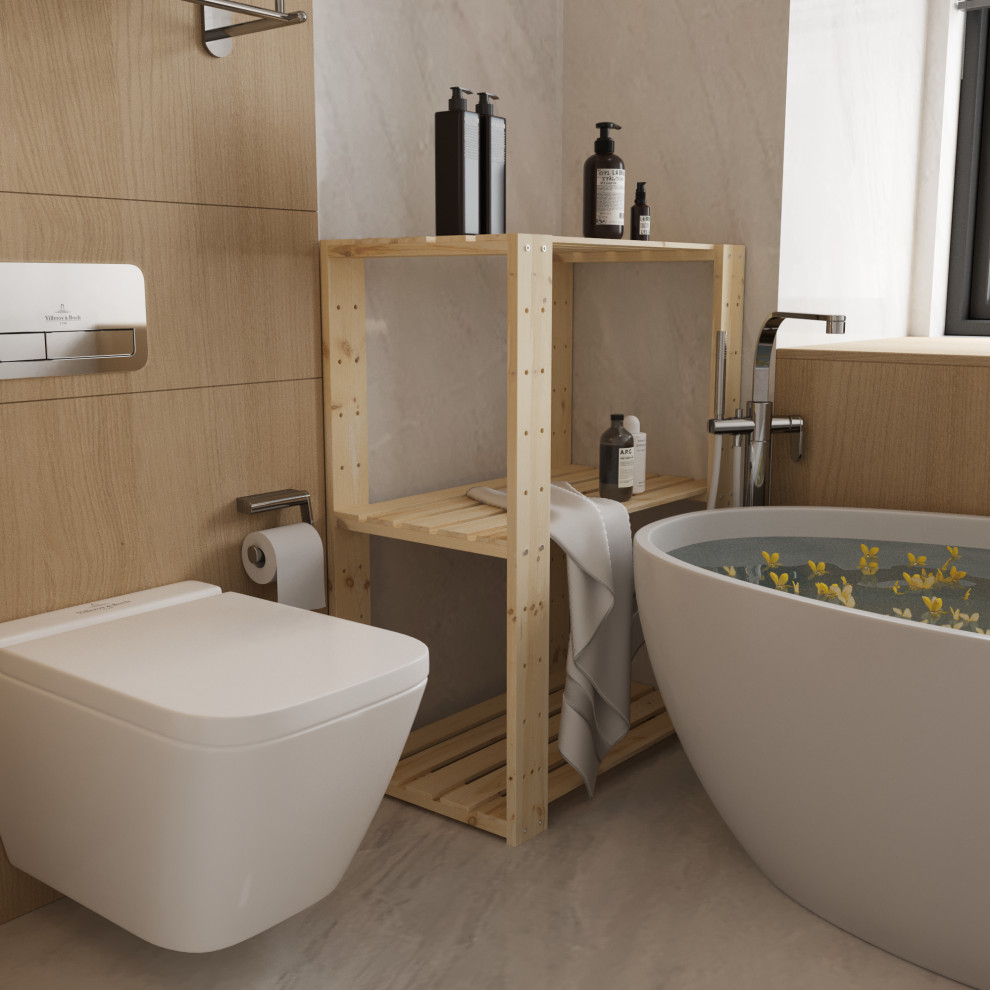 Стеллаж деревянный  БОР 1 в ванной