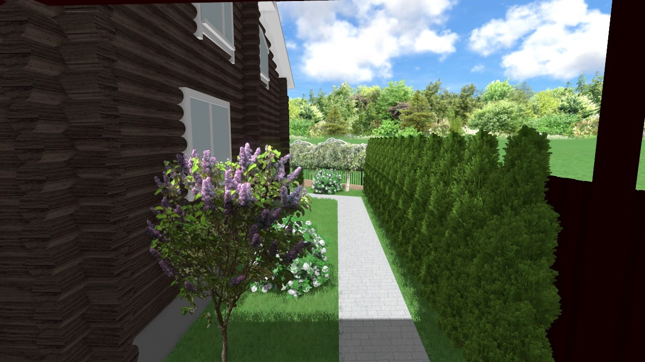 Обложка проекта: Ландшафтный дизайн участка с деревянным домом, беседкой и баней