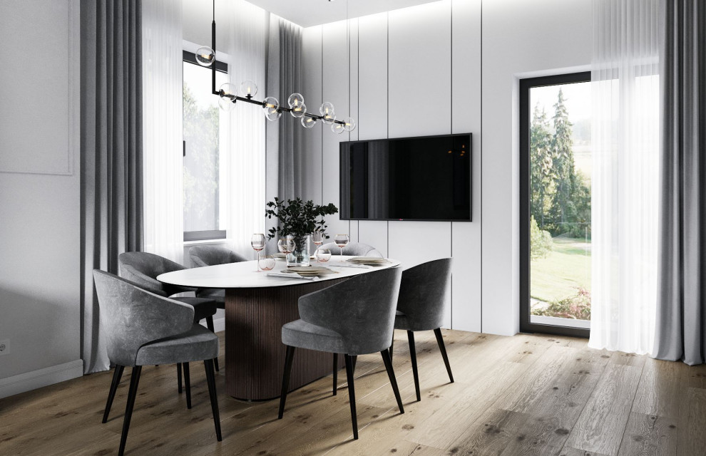 Дизайн проект двухэтажного частного дома в серых тонах