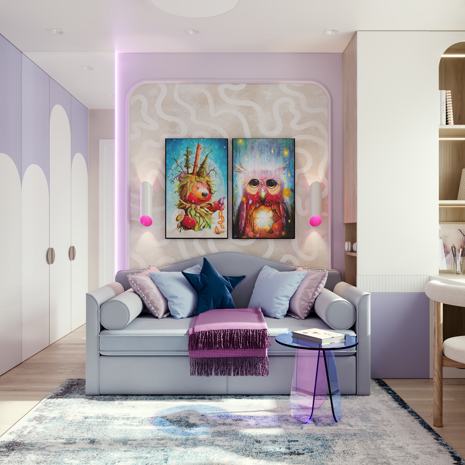 Интерьер детской комнаты для маленькой принцессы в ЖК Лучи