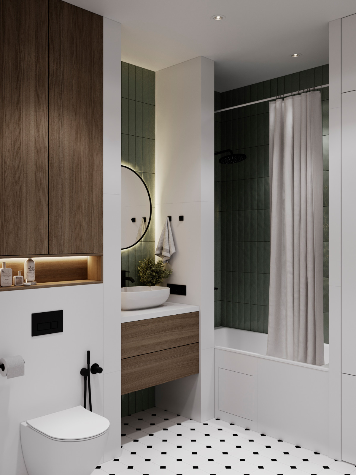 Светлый интерьер с цветовыми акцентами в ЖК Level Стрешнево