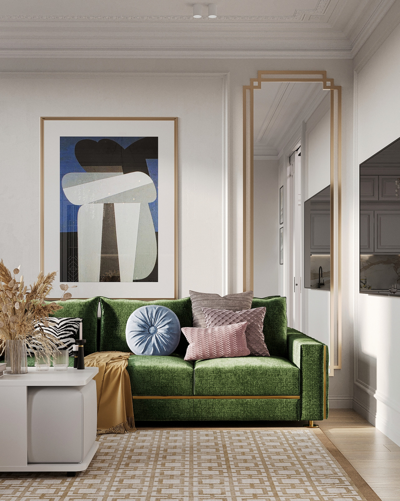 Стильный интерьер с элементами ар-деко в ЖК Петровский квартал на воде - 99 м2