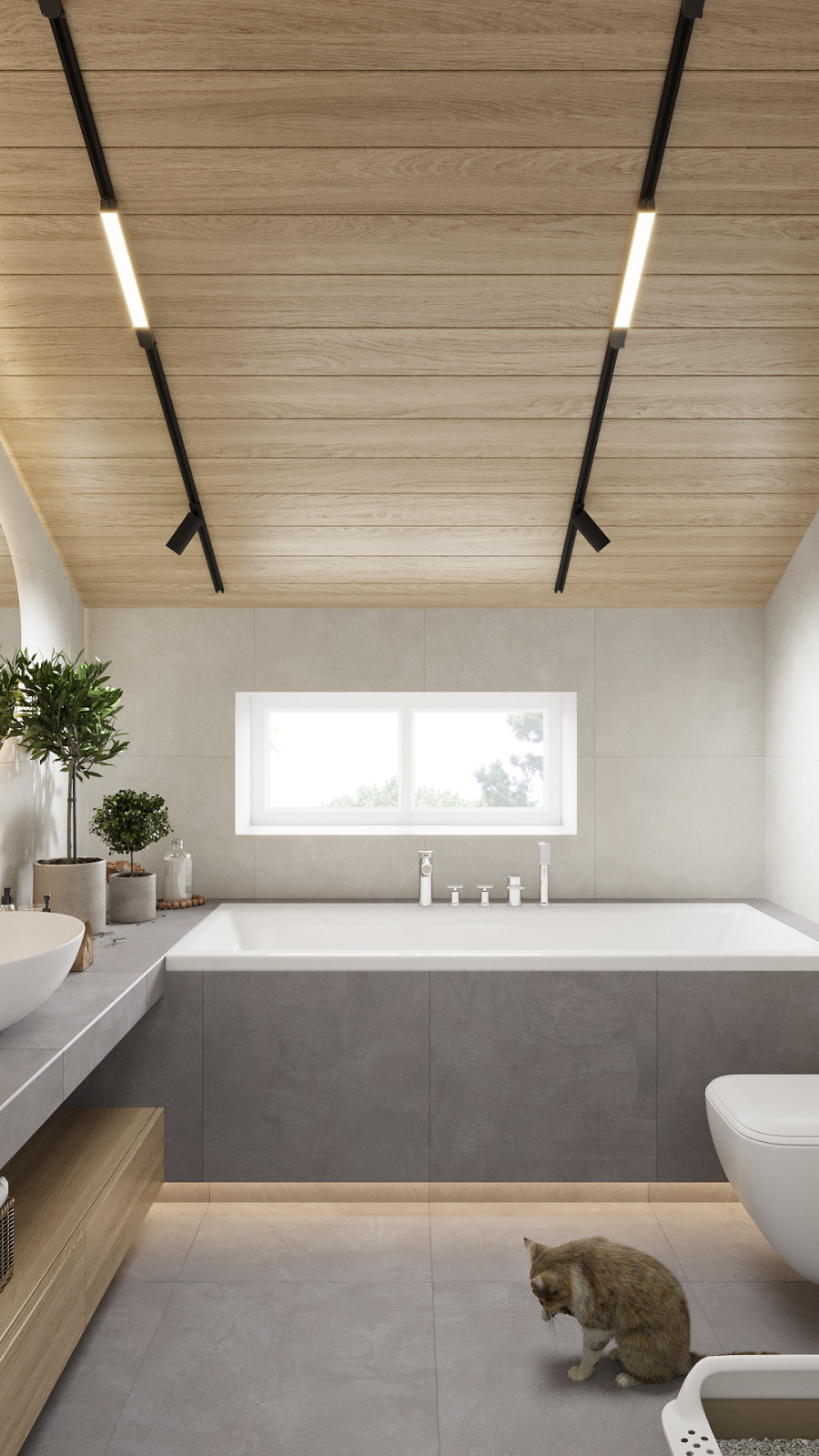 Барнхауз с мансардными окнами в серых оттенках