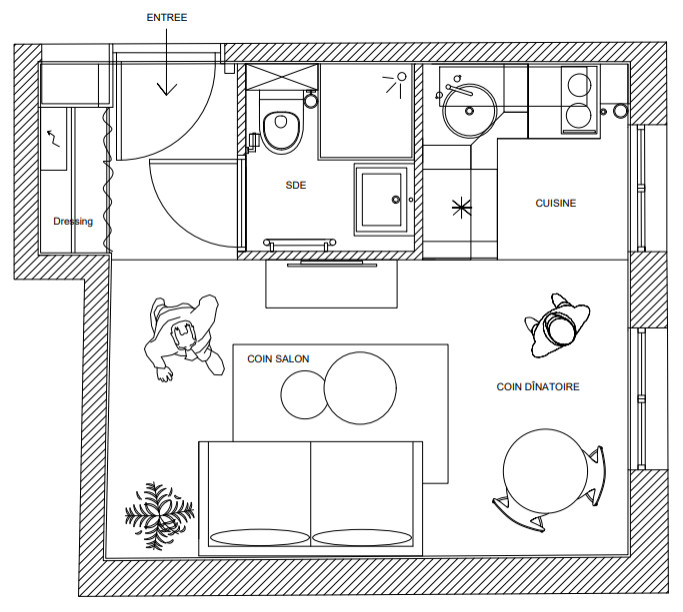 До и после: студия 19 кв.м с огромными потолками