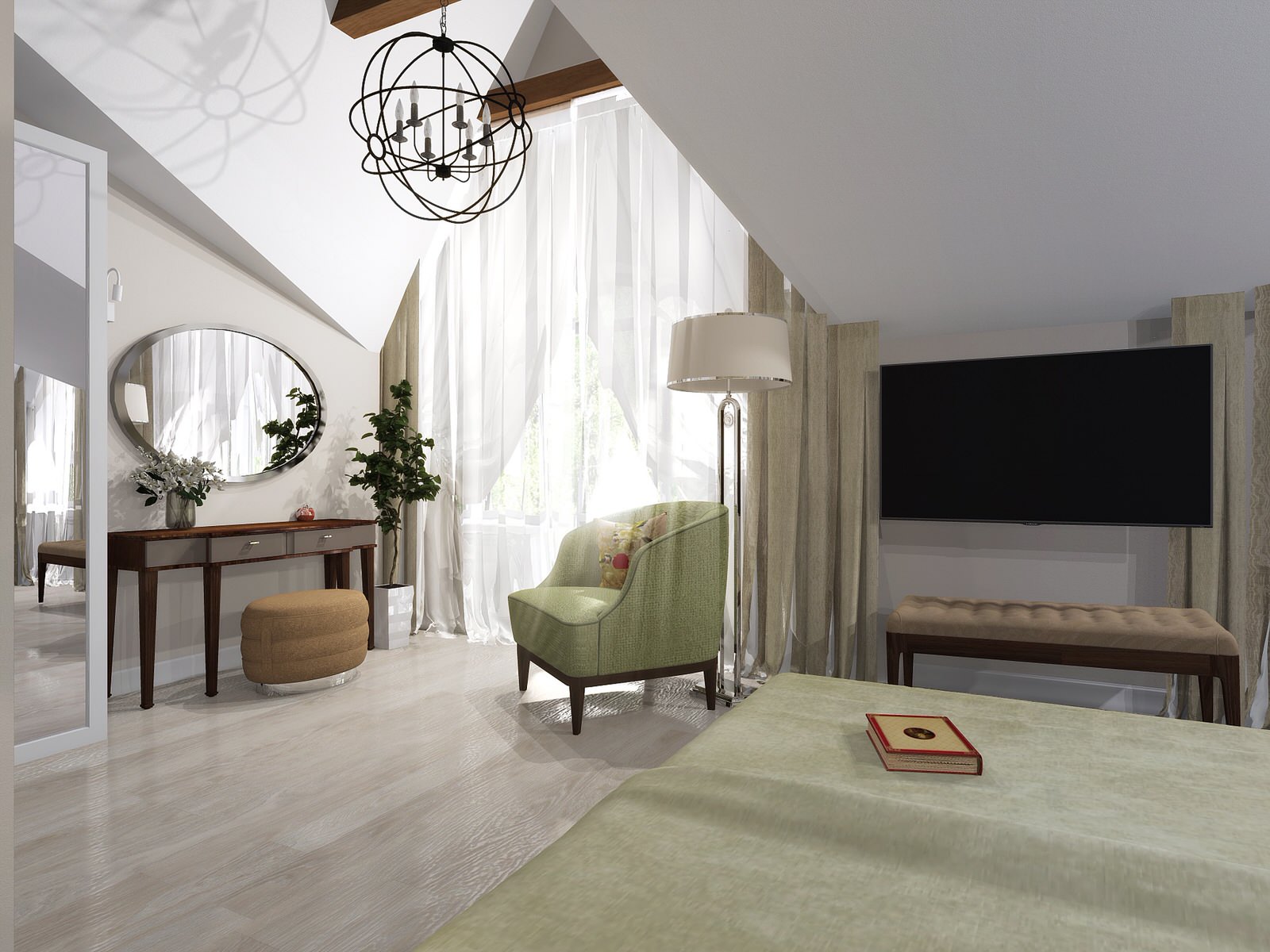 Обложка проекта: Интерьер дома в небольшом посёлке с озером.