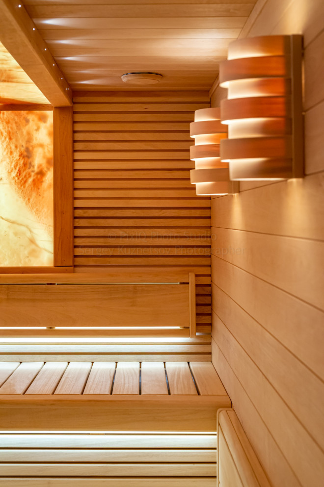Сауна с ониксом и электропечью HARVIA