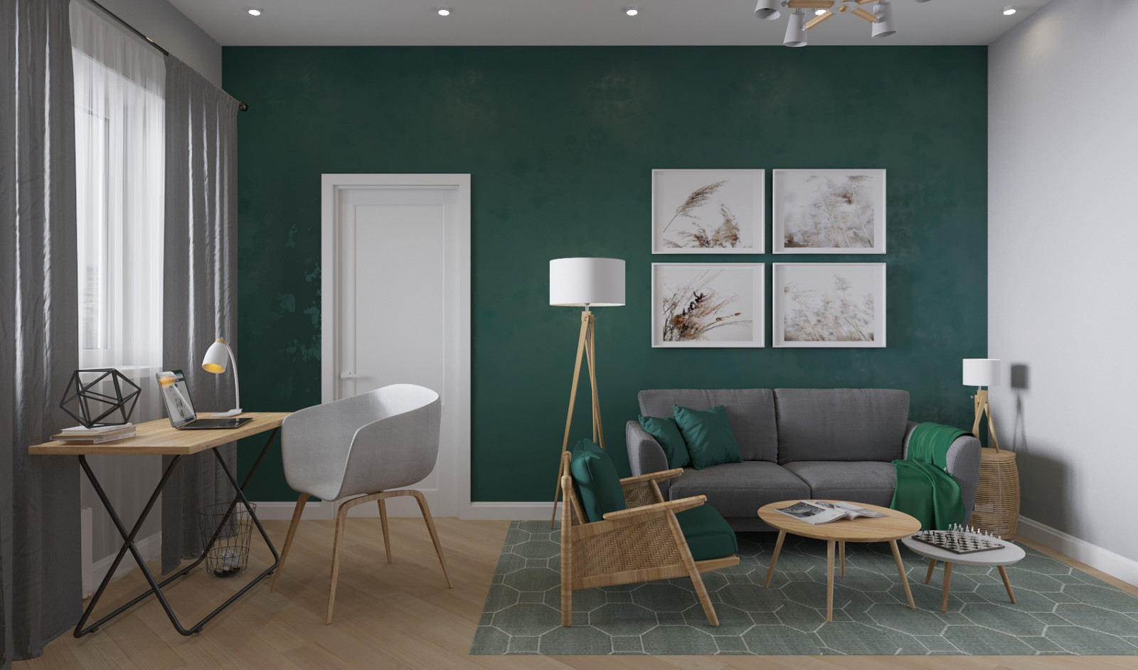 Гостиная с рабочей зоной