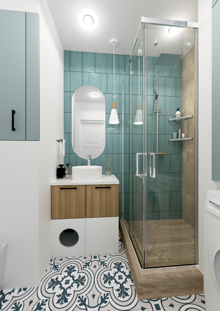 Обложка проекта: Душевая в бирюзовых тонах