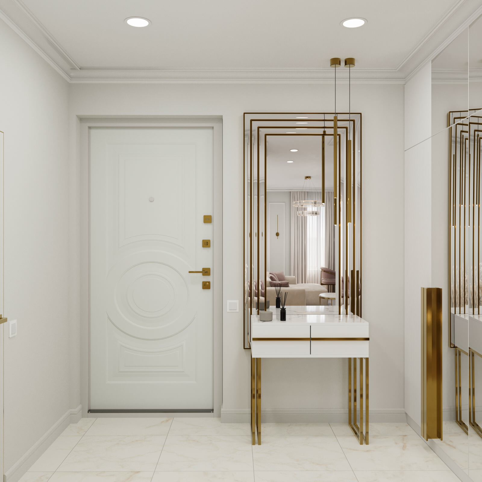 Проект квартиры в 99,2 м2 в неоклассике для молодой пары