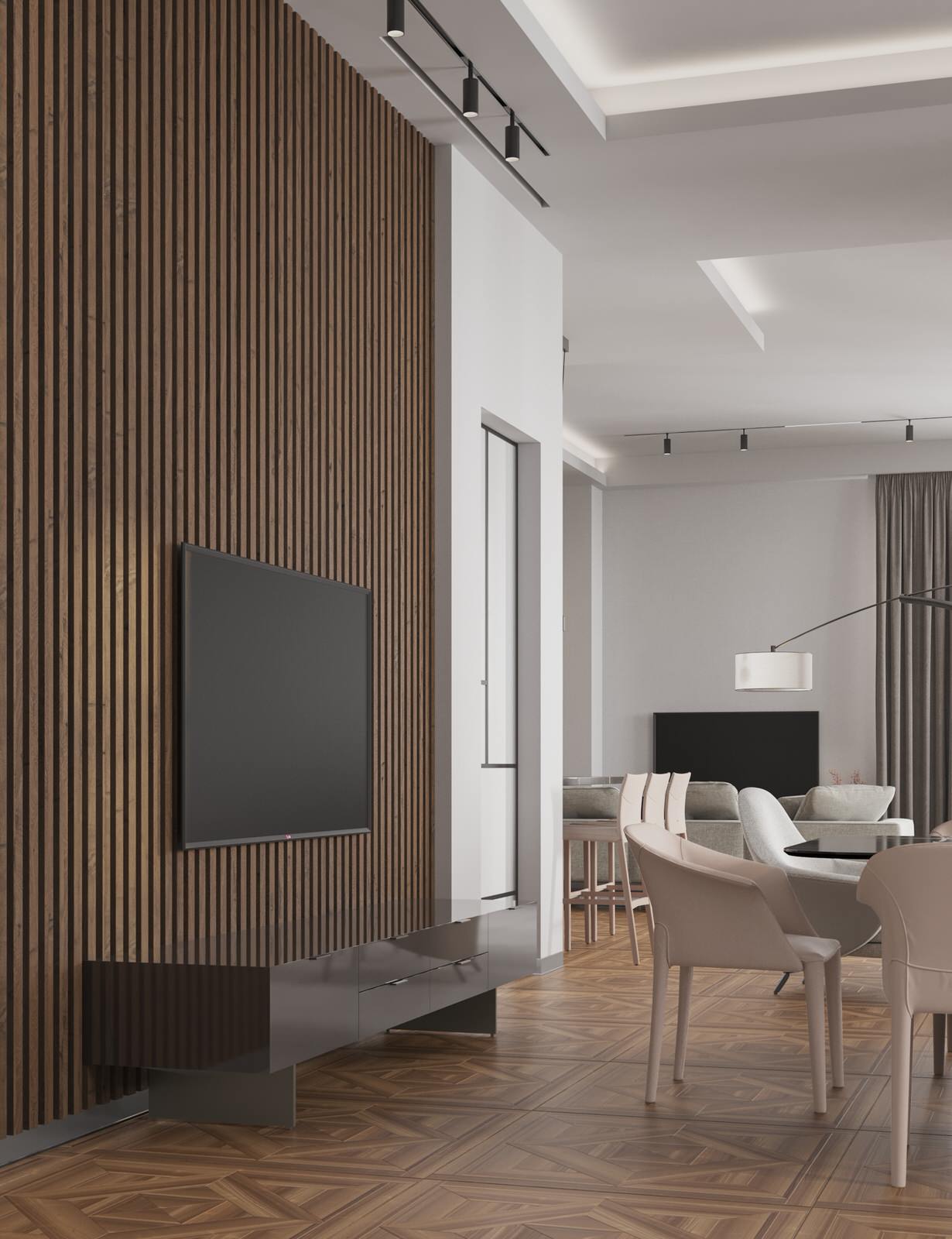 ВИЗУАЛИЗАЦИЯ ГОСТИНОЙ С КАМИНОМ ДЛЯ ПРОЕКТА ЧАСТНОГО ДОМА