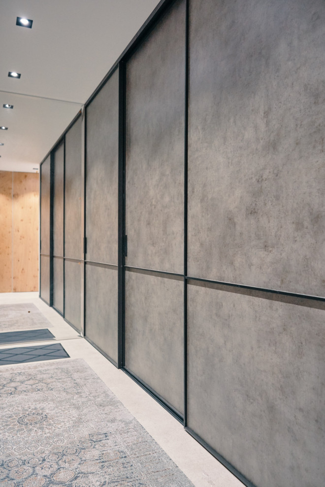 Шкаф-купе raumplus с серыми дверьми в черном профиле S1200