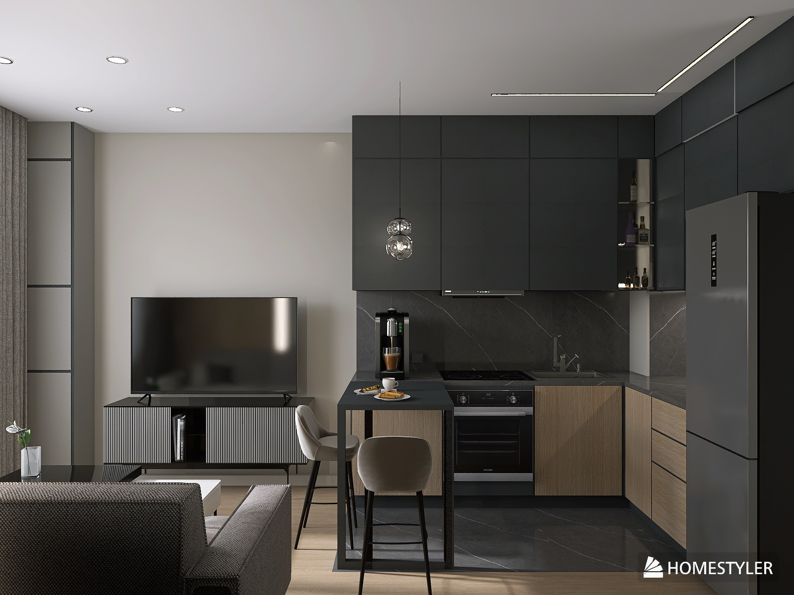 Проект 2-комнатной квартиры для молодого человека