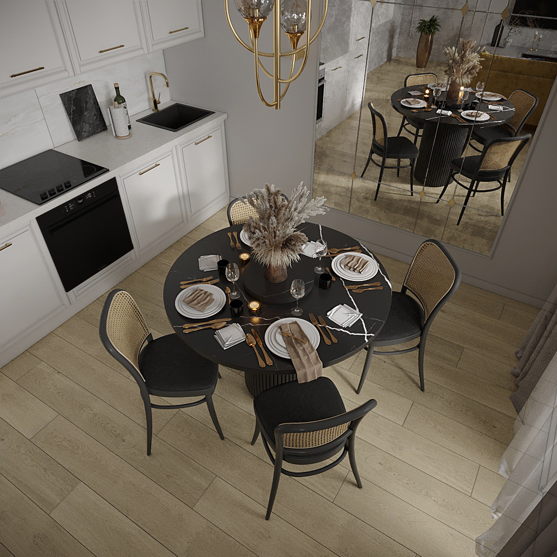 Кухня-гостинная в стиле современная классика