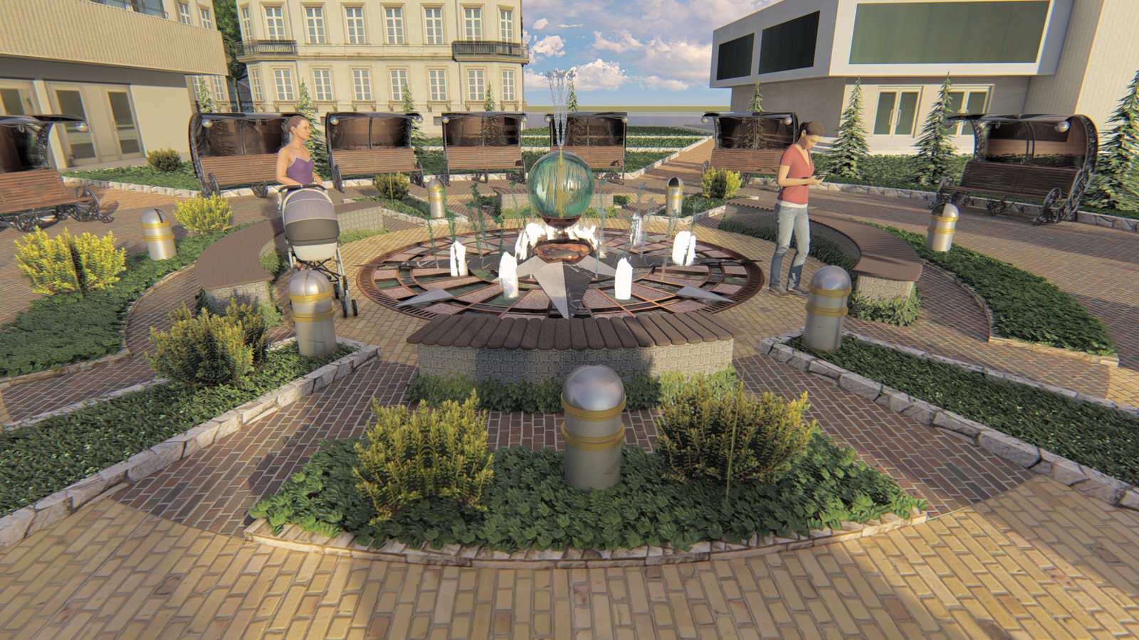 Эскиз -концепт фонтан "Роза ветров"