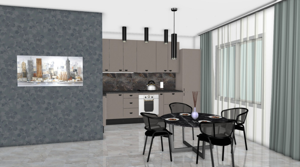 Кухня-столовая: вид с бока