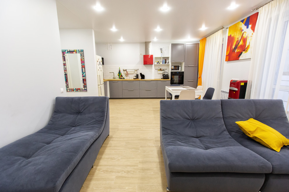 Дизайнерский ремонт в ЖК "Пять звезд", кухня-гостиная, Воронеж