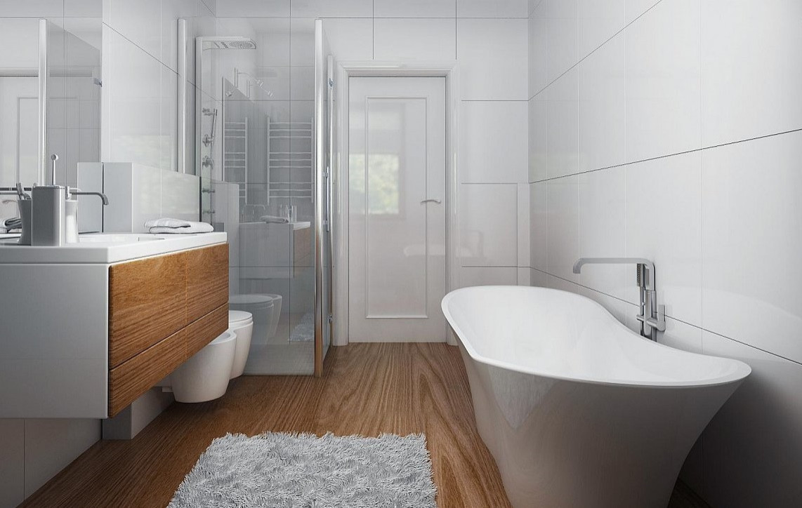 Аккуратный одноэтажный дом с деревянной отделкой на фасадах