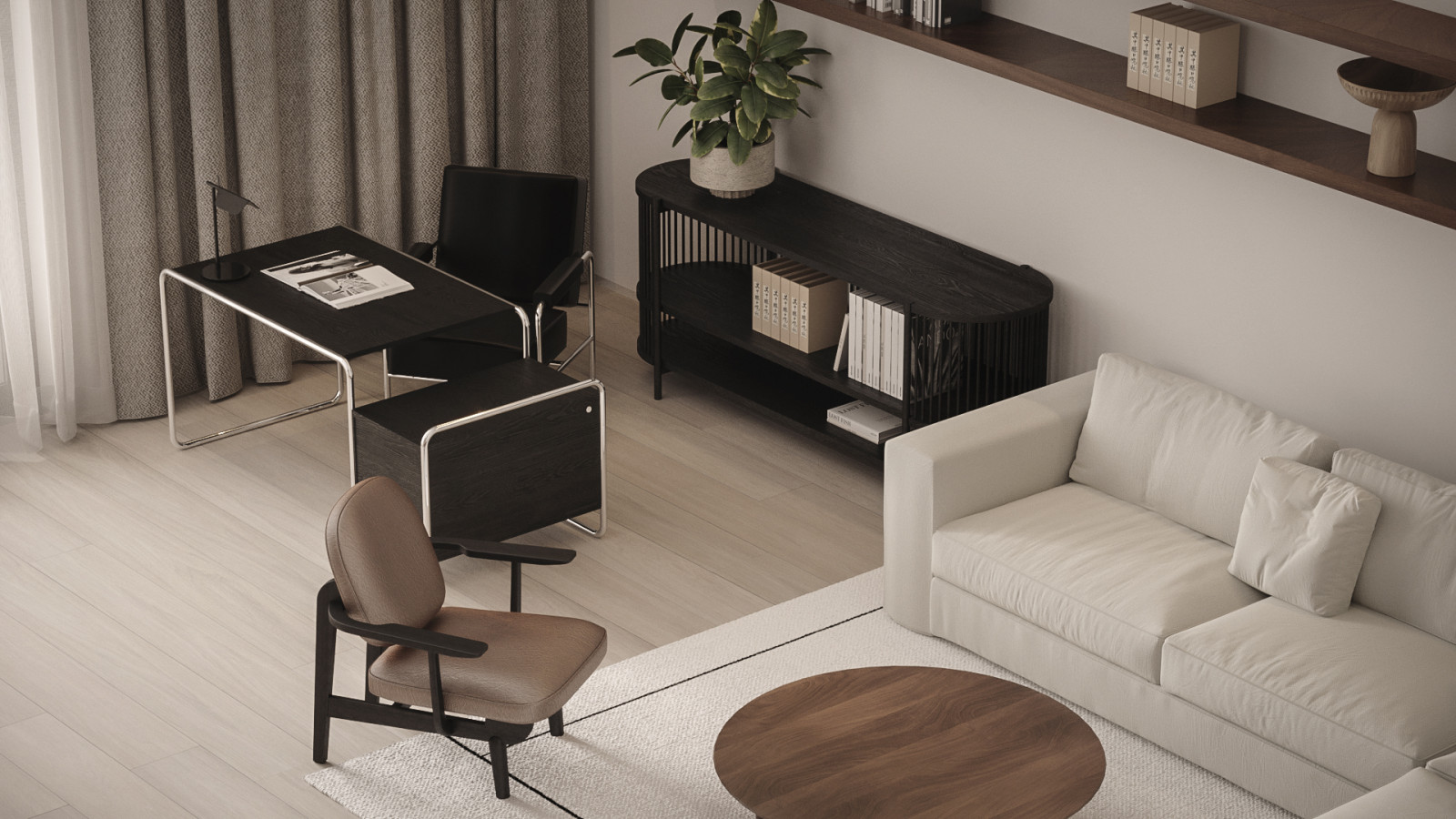 The Whale – Minimalist modern family room