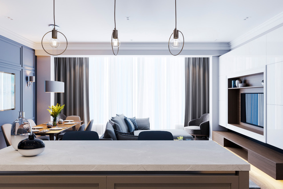 Обложка проекта: ЖК Александровский парк. Кухня-гостиная