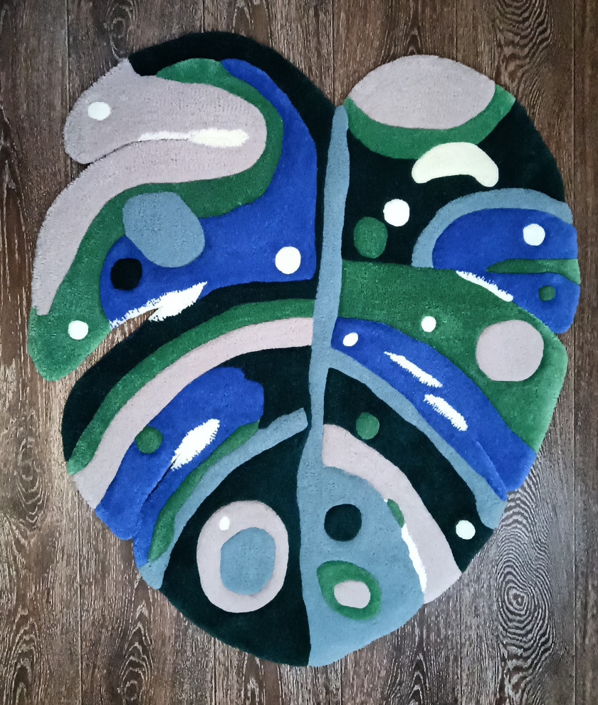 Обложка проекта: ковер ручной работы "Лист монстеры"