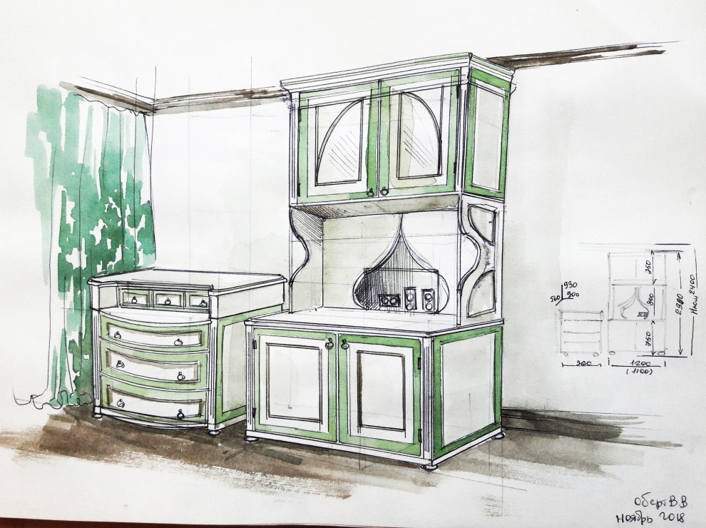 Эскизы спальни. Мебель под заказ.