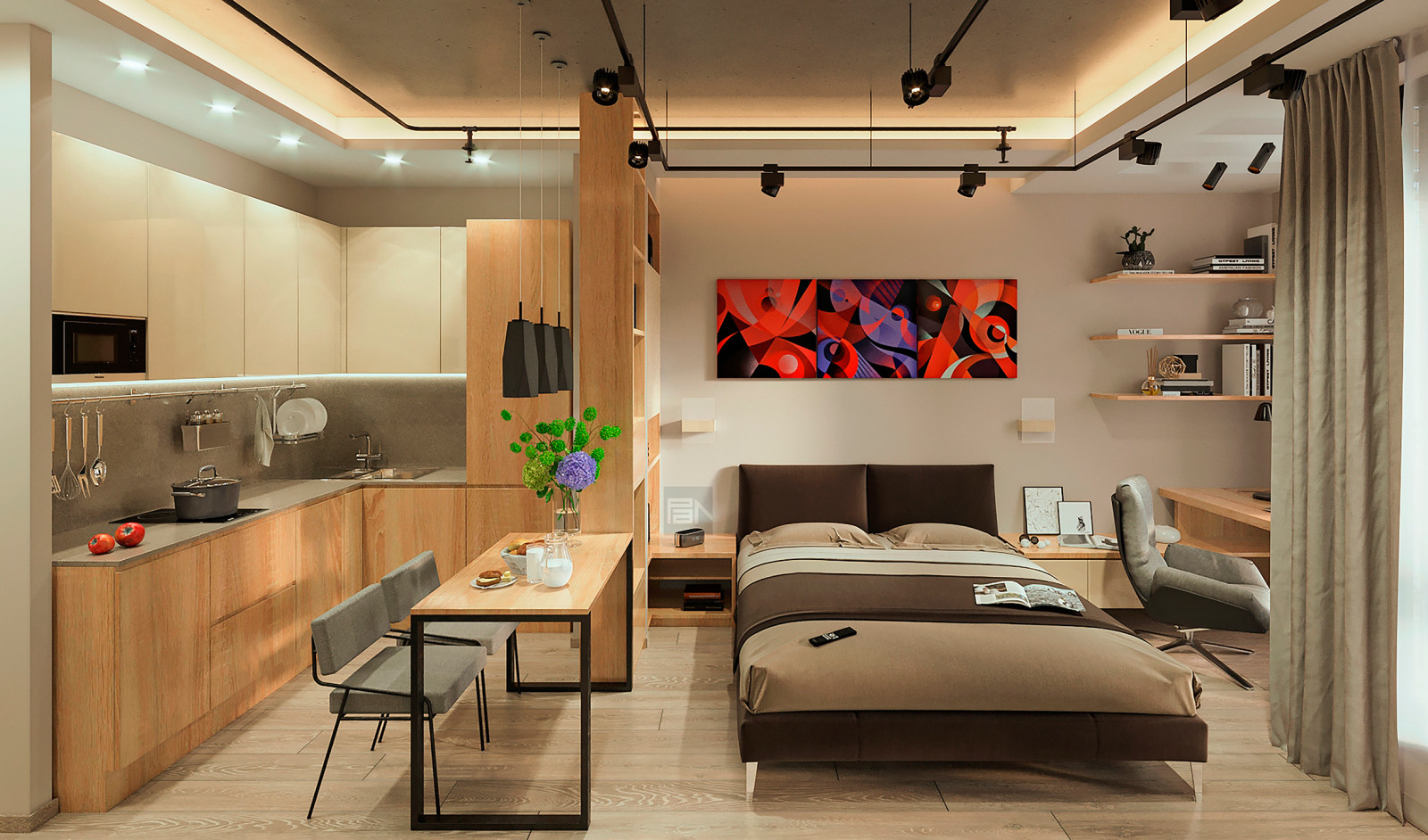 Дизайн-проект квартиры-студии в ЖК Лайнер