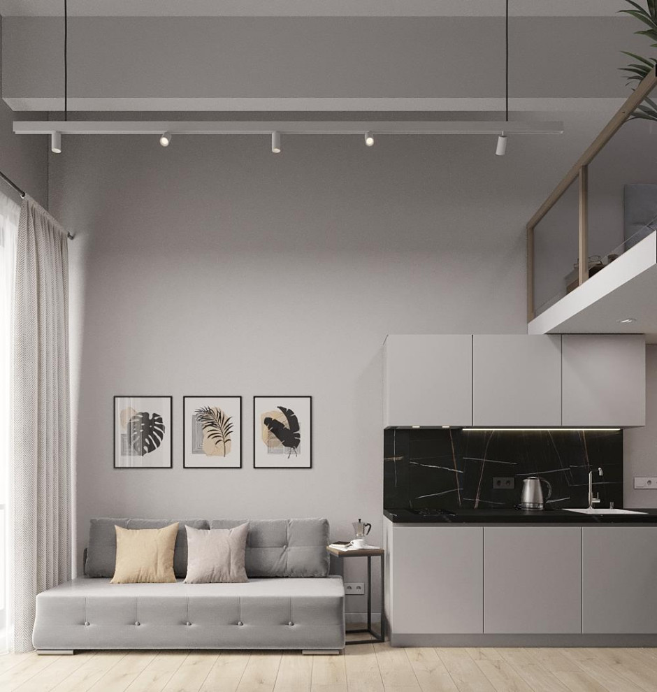 Студия с антресолью в скандинавском стиле