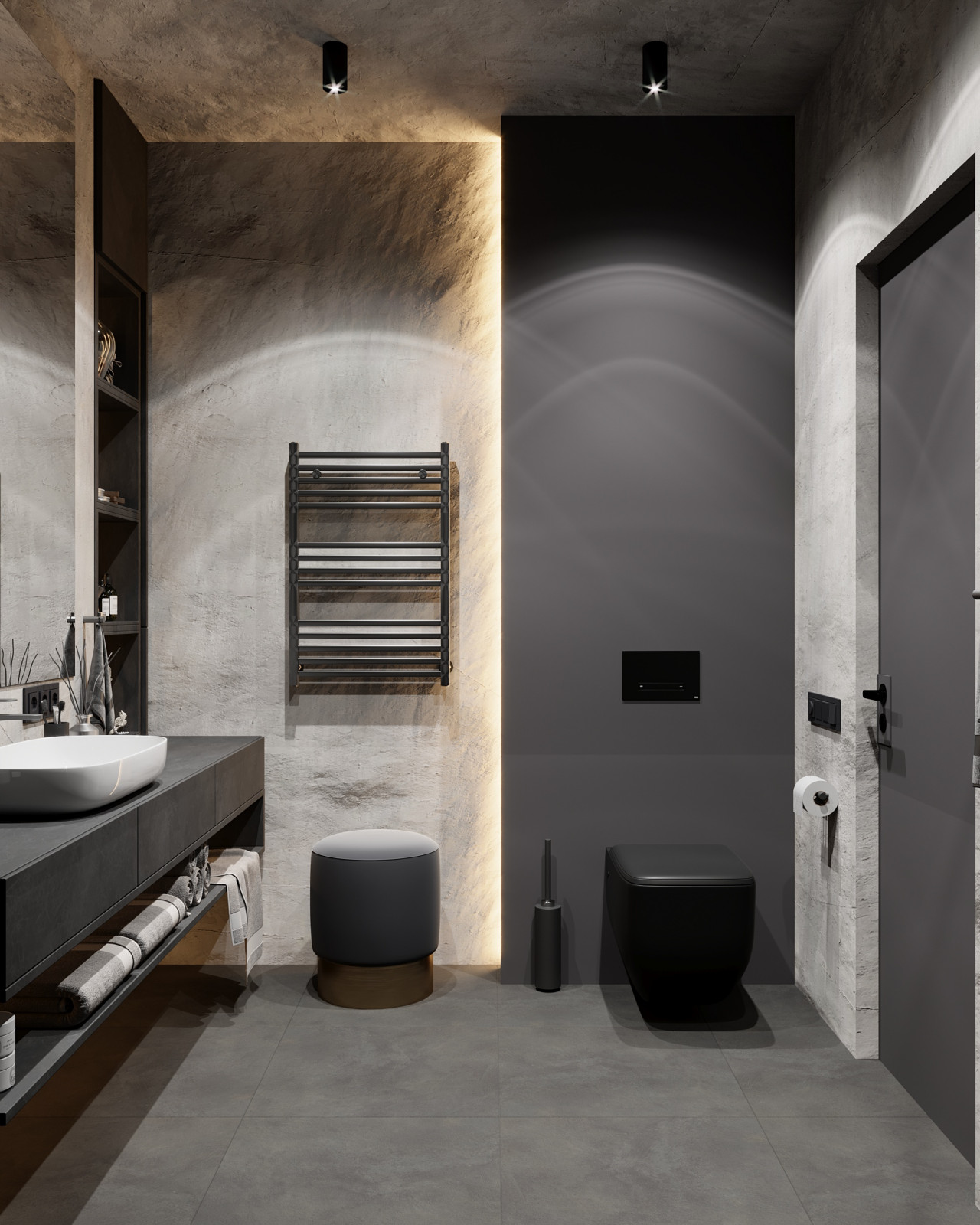 Брутальная квартира с элементами минимализма 65