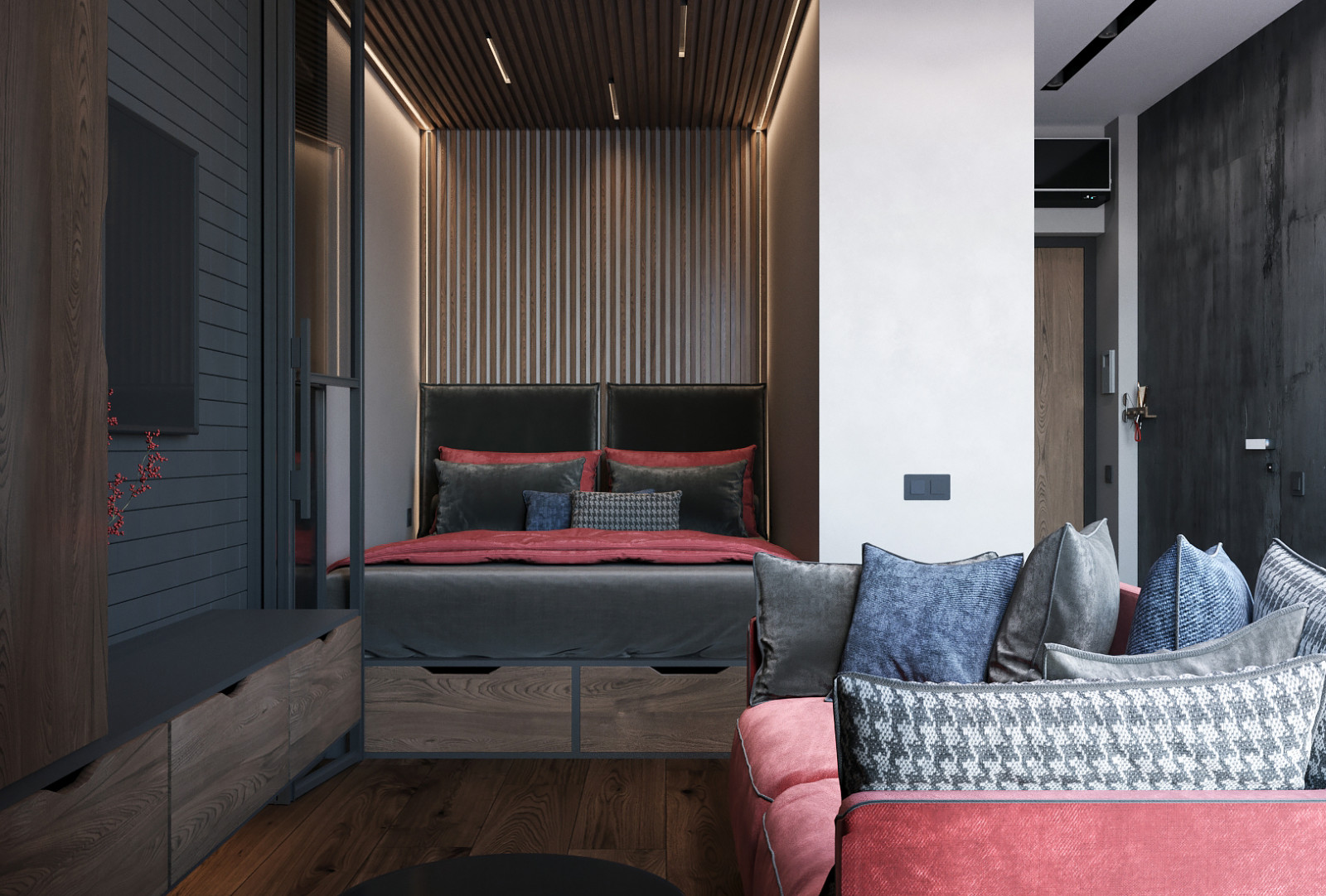 Квартира-студия в темных тонах