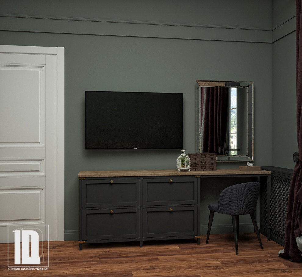 Спальня гостиничного номера, ТВ зона, туалетный столик