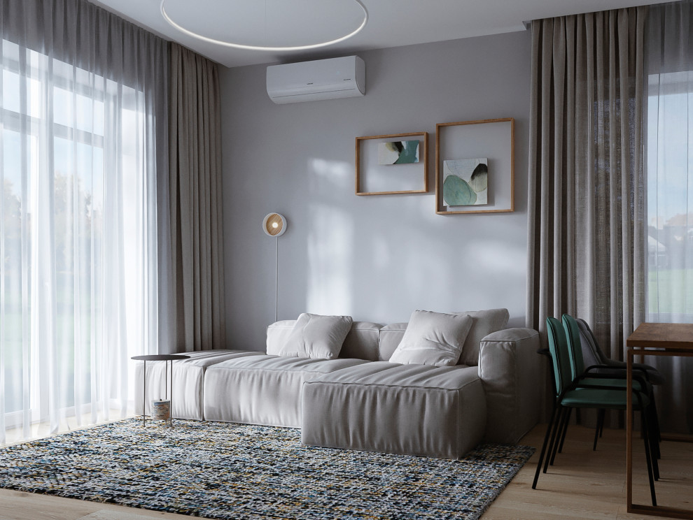 Обложка проекта: Современный интерьер дома с акцентами лестного цвета