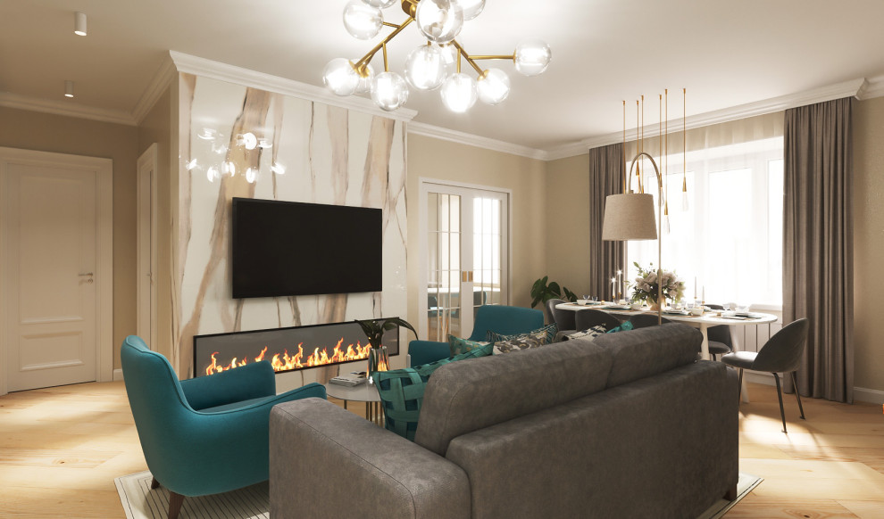 Гостиная с камином