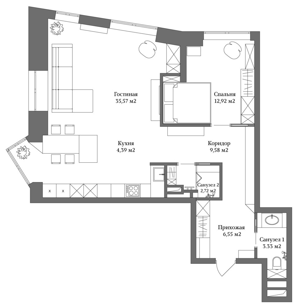 Обложка проекта: ЖК «Невский» 72,9 кв.м